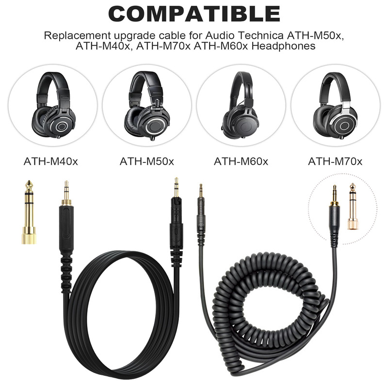 Coiled Audio Cable Replacement - Audio Technica Headphone Ath-M50X recension och pris