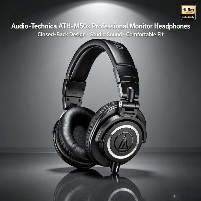Audio-Technica ATH-M50X  Over  - Audio Technica Headphone Ath-M50X recension och pris